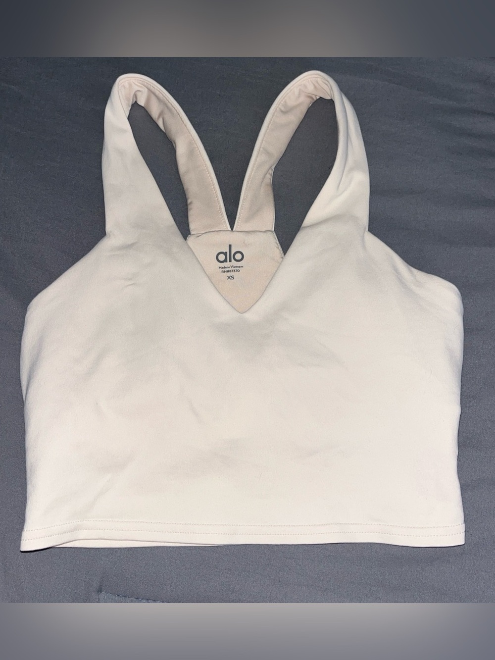 Alo Yoga Real Bra Tank Top XS Bone Off‑White Racerback Cropped